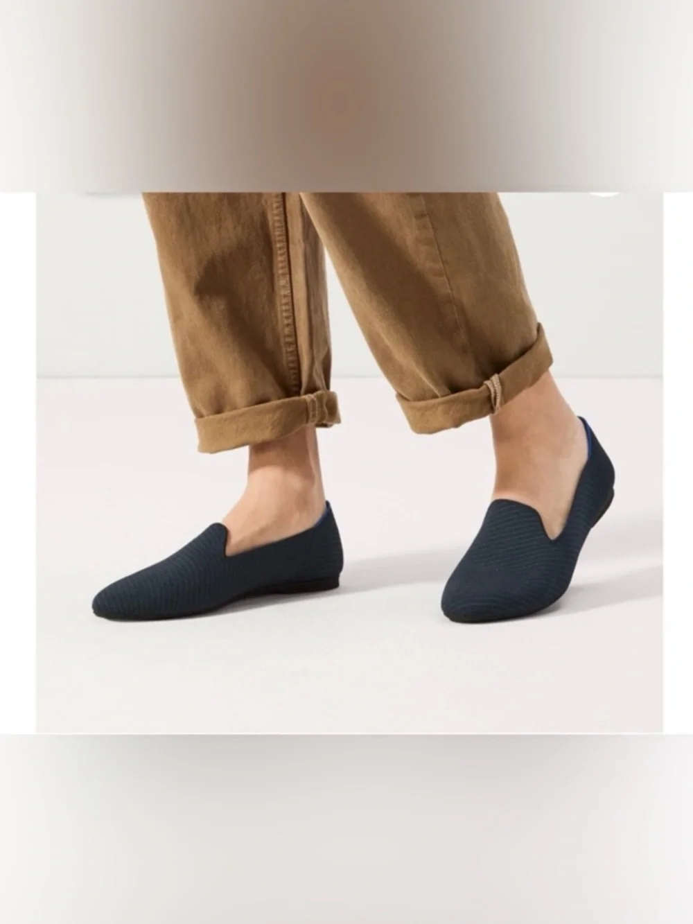 Rothy’s The Loafer Navy Twill Blue Knit Flats Size 12 New In Box Washable